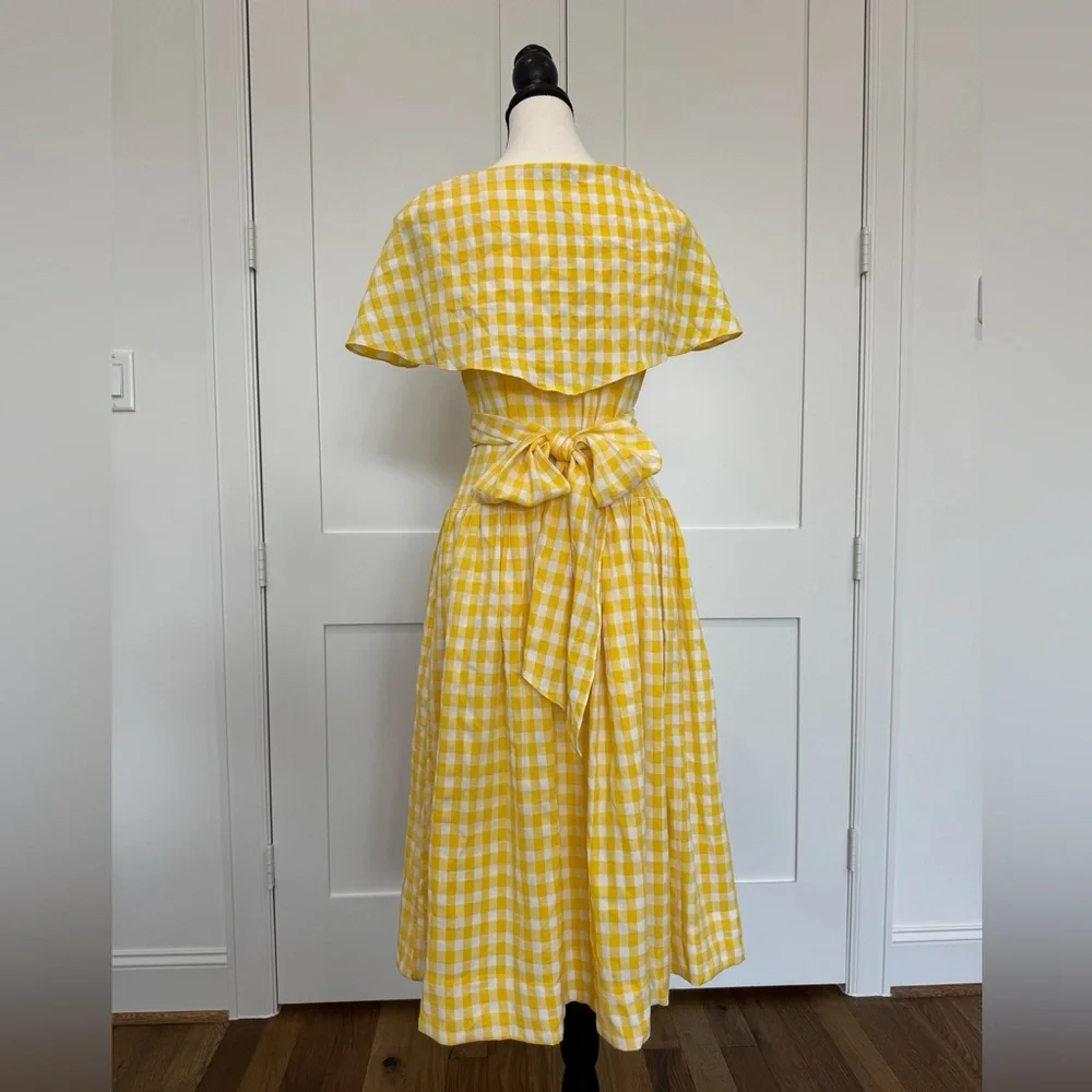 💛🌼 Buru Gingham Midi Dress – XS | NWT | Vintage Charm 🌼💛 - Picture 5 of 16